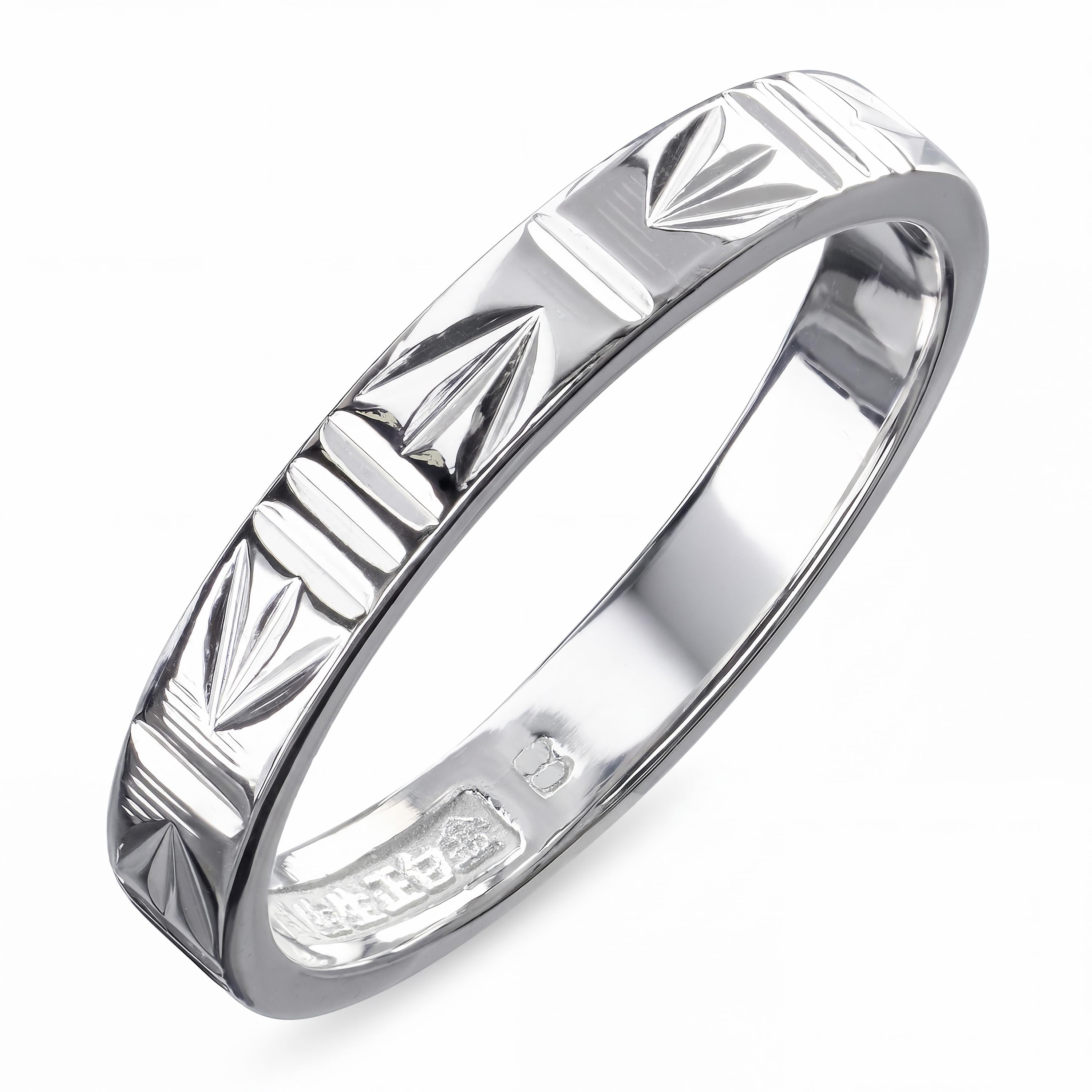 Vintage 950 Platinum Engraved Pattern Band