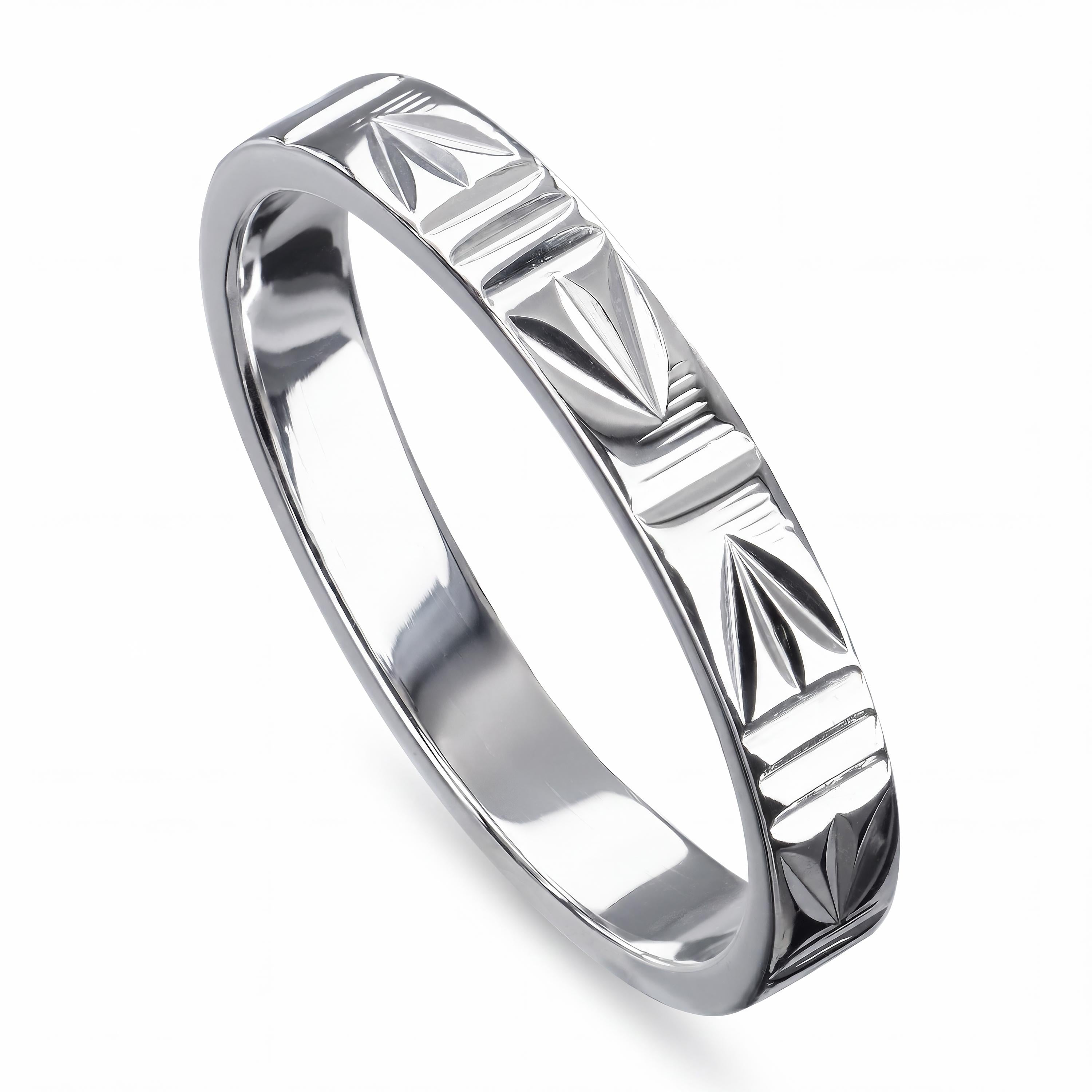 Vintage 950 Platinum Engraved Pattern Band