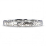 Vintage 16k White Gold Engraved Sun Pattern Ring