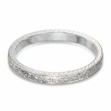 Vintage 16k White Gold Engraved Sun Pattern Ring