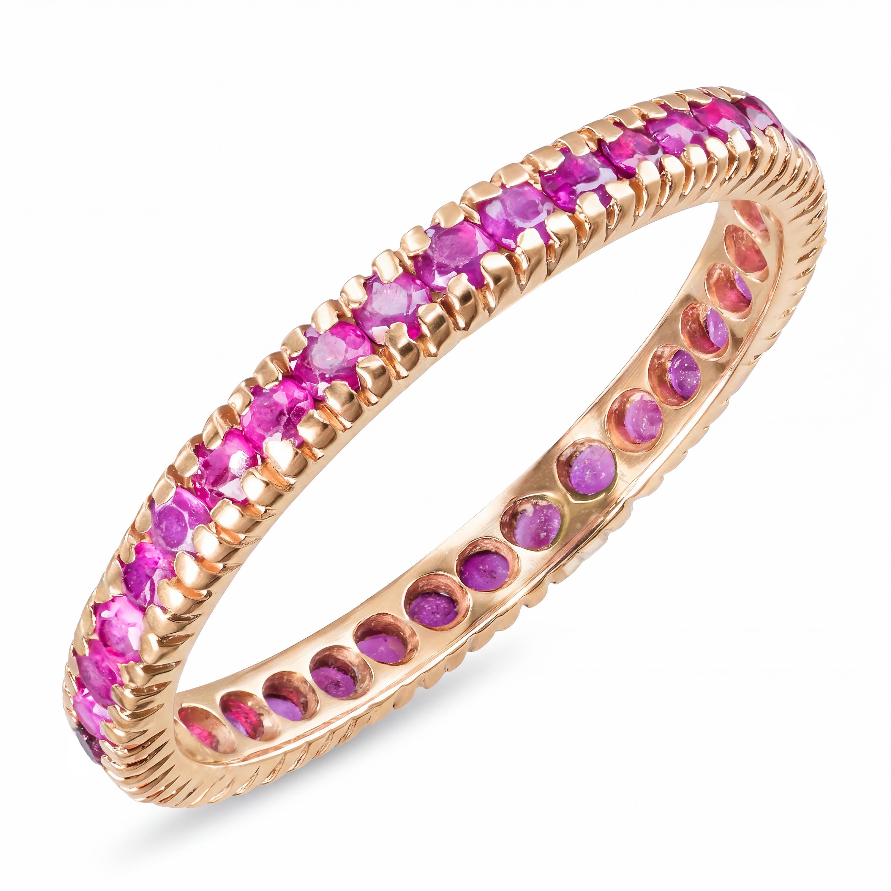 Vintage Rose Gold Pink Sapphire Eternity Band