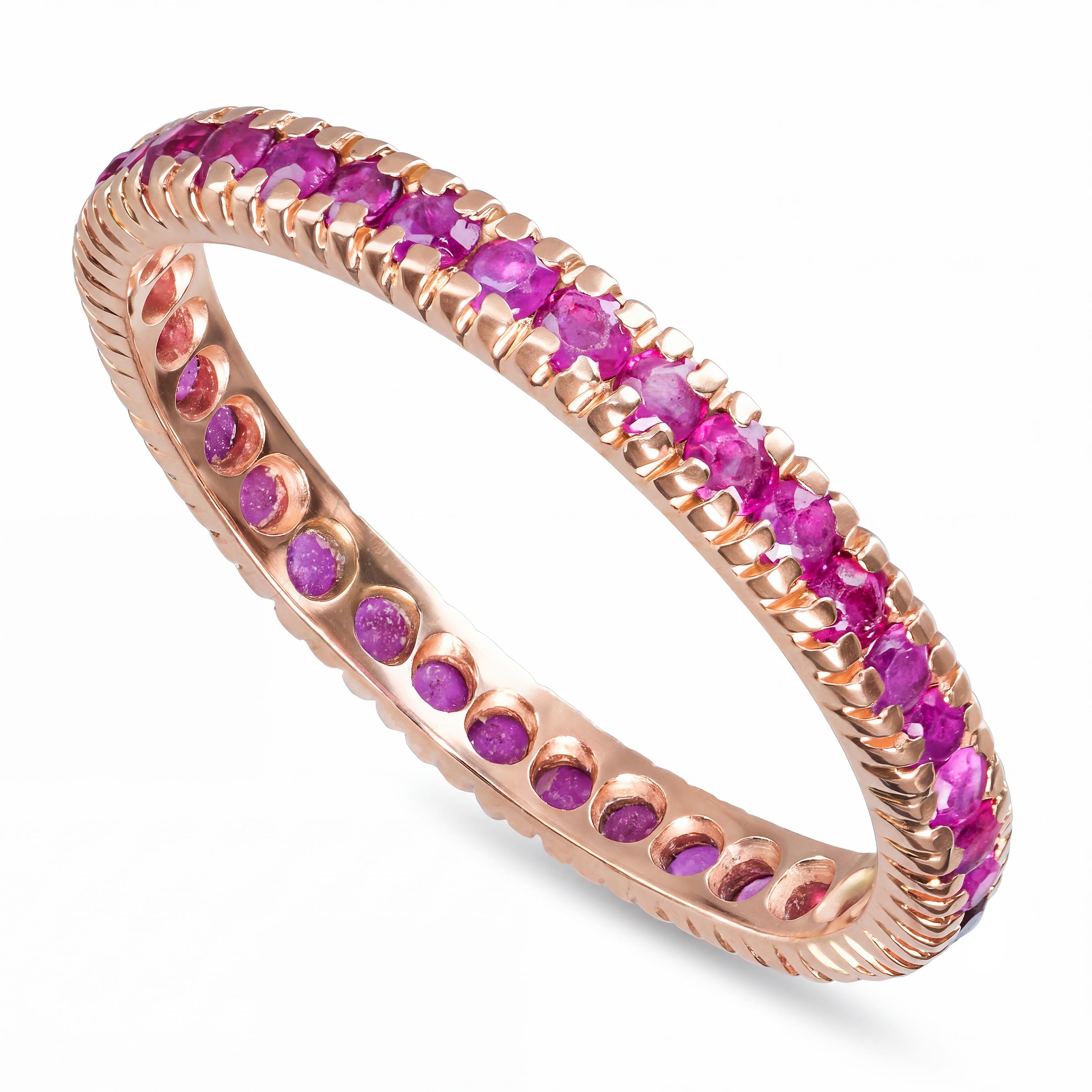 Vintage Rose Gold Pink Sapphire Eternity Band