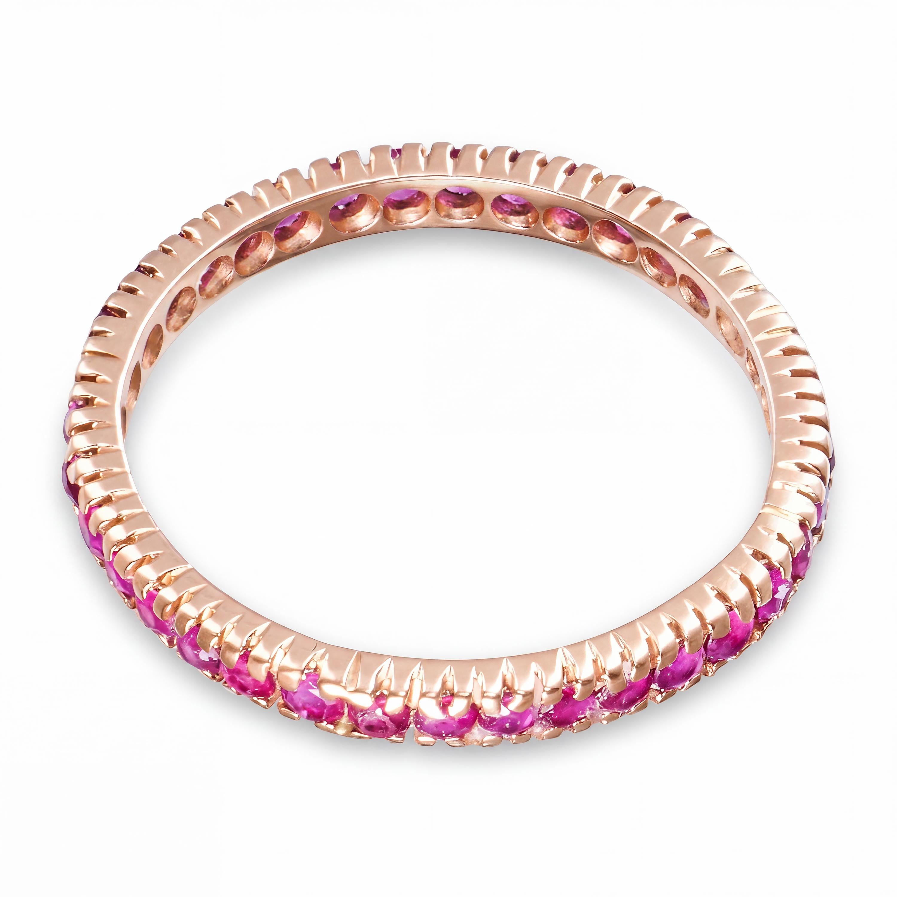 Vintage Rose Gold Pink Sapphire Eternity Band