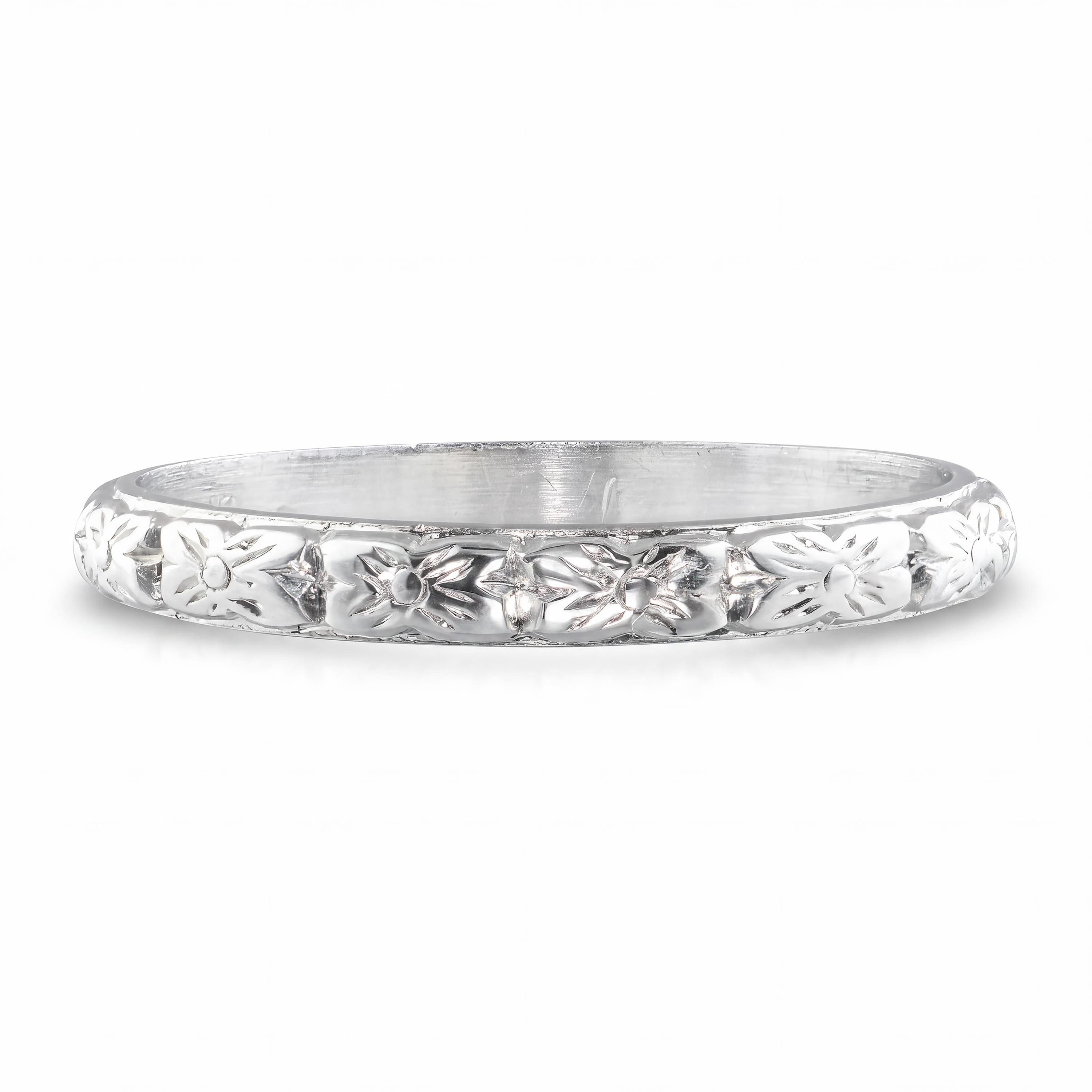 Art Deco Platinum Hand Engraved Wedding Band