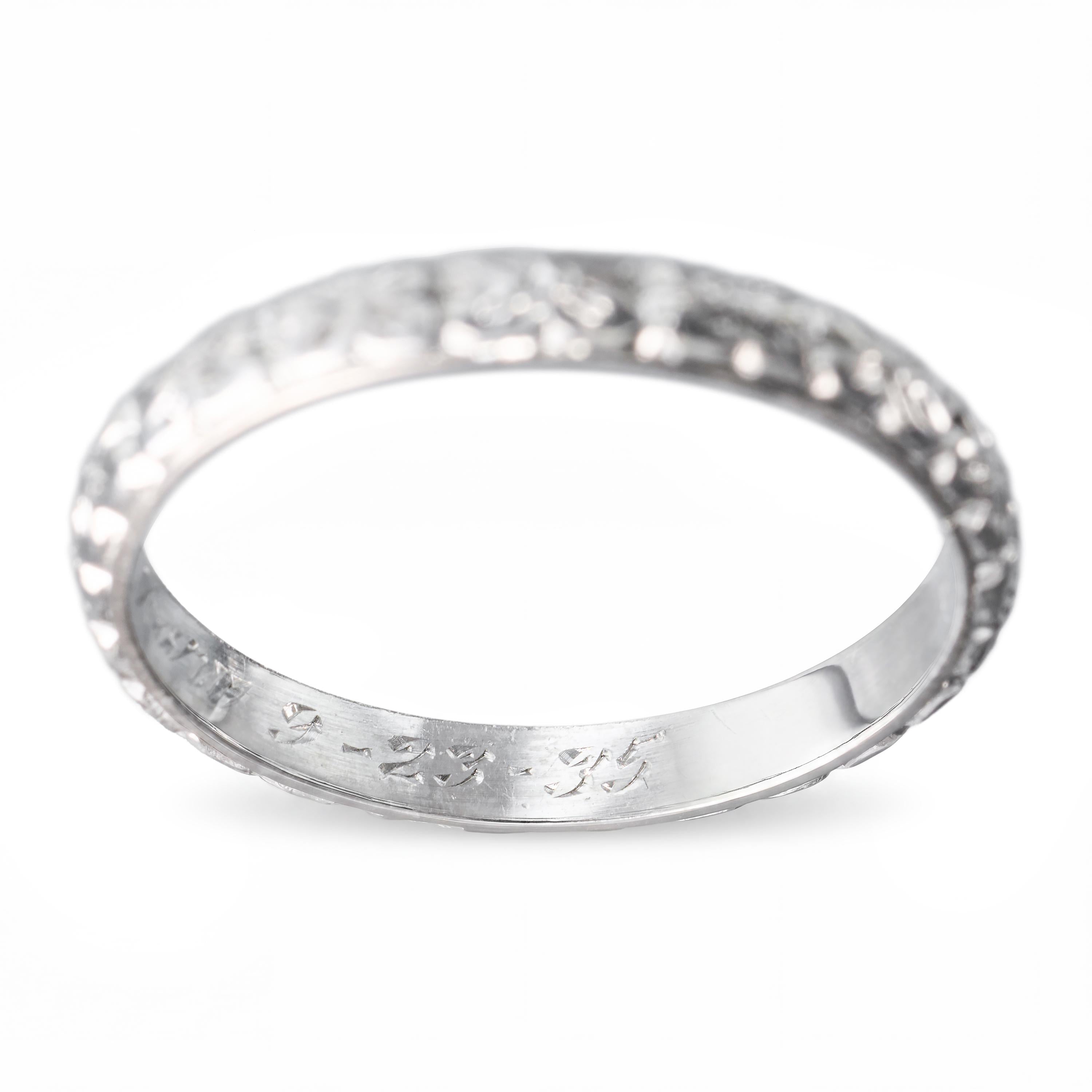 Art Deco Platinum Hand Engraved Wedding Band