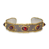 Victor Velyan Sterling Silver & 24k Yellow Gold Spessartite Garnet Cuff Bracelet