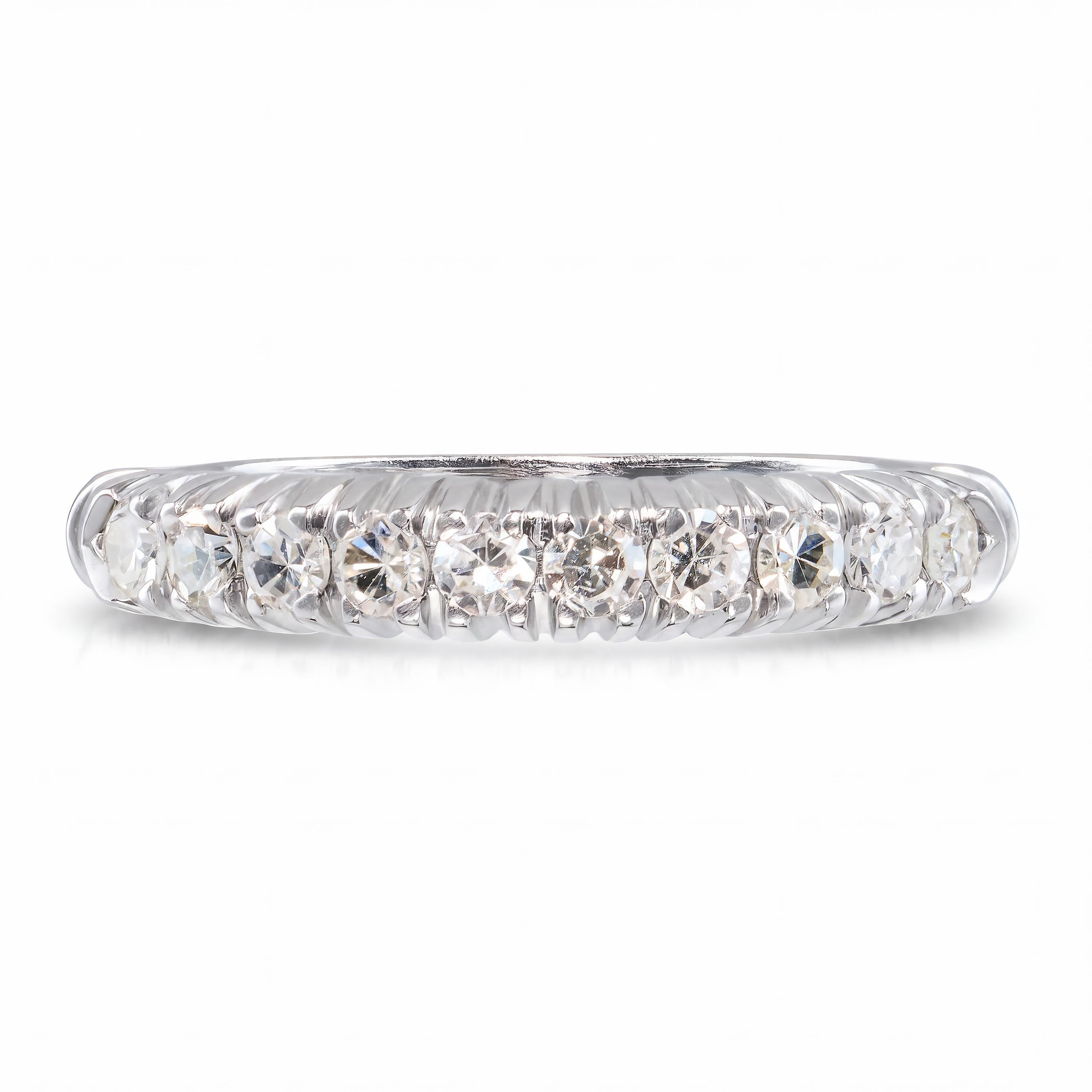 Vintage Platinum Diamond Half Eternity Band Ring