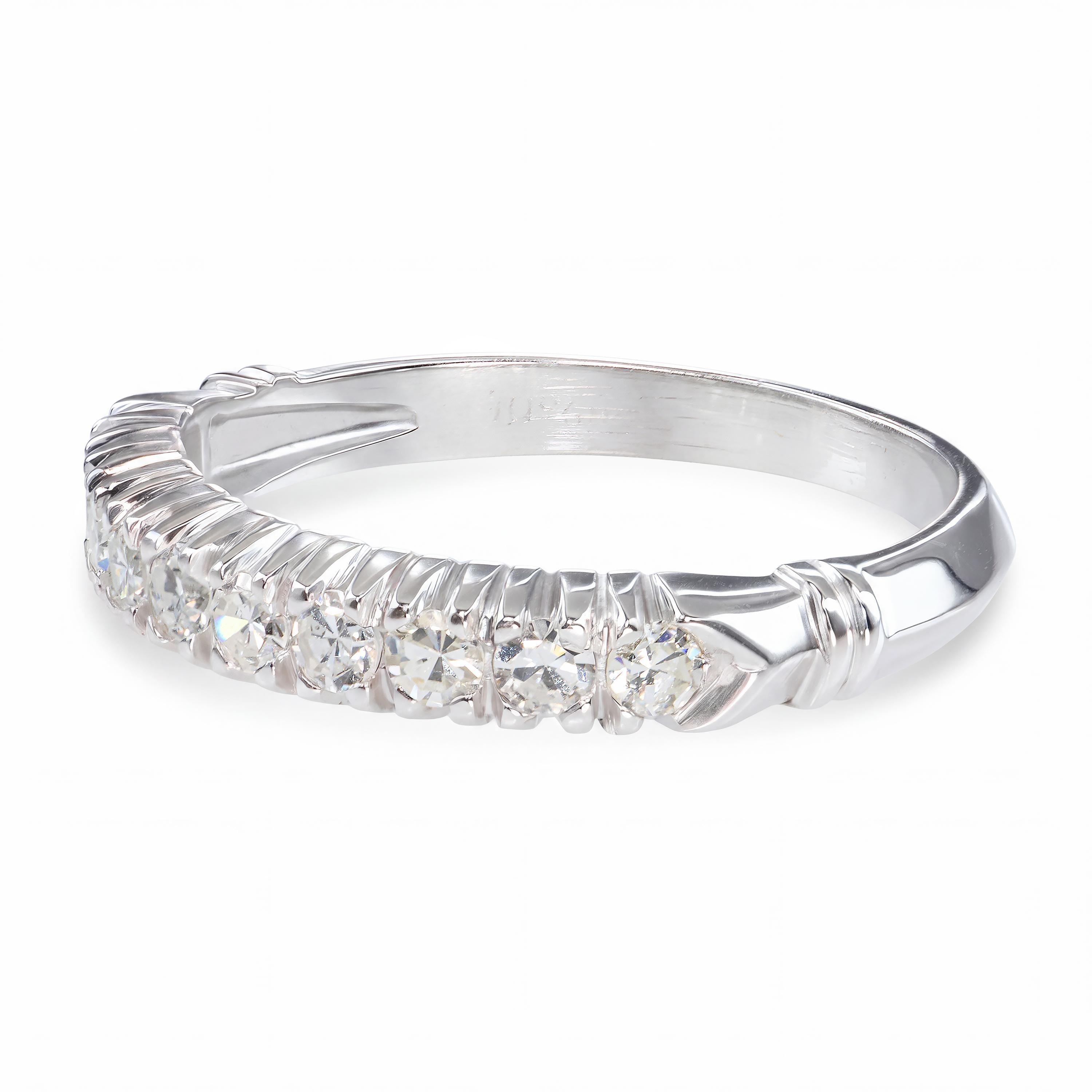 Vintage Platinum Diamond Half Eternity Band Ring