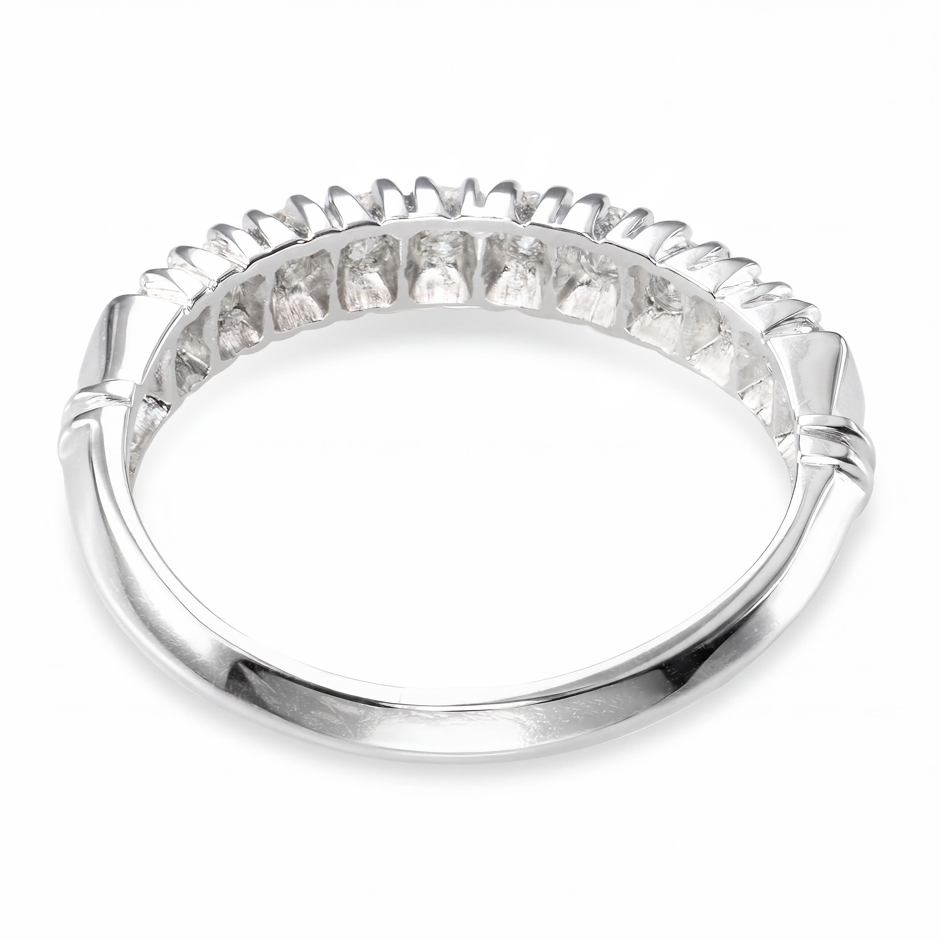 Vintage Platinum Diamond Half Eternity Band Ring
