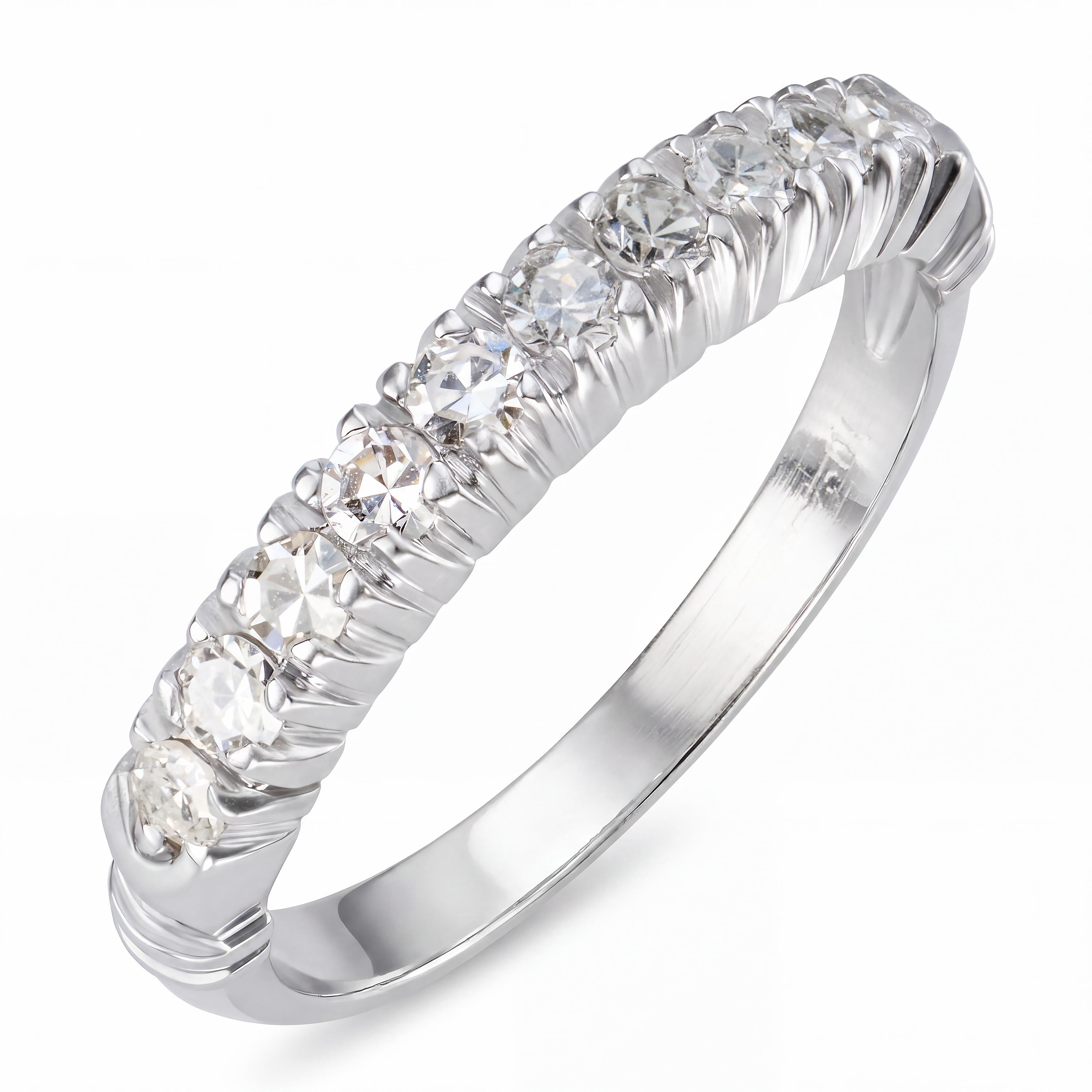 Vintage Platinum Diamond Half Eternity Band Ring