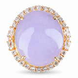 18k Rose Gold 19.2ct Lavender Jade and Diamond Ring