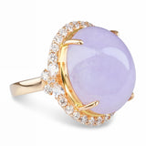 18k Rose Gold 19.2ct Lavender Jade and Diamond Ring