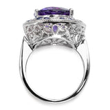 Vintage 14k White Gold Amethyst, Sapphire, & Diamond Cocktail Ring