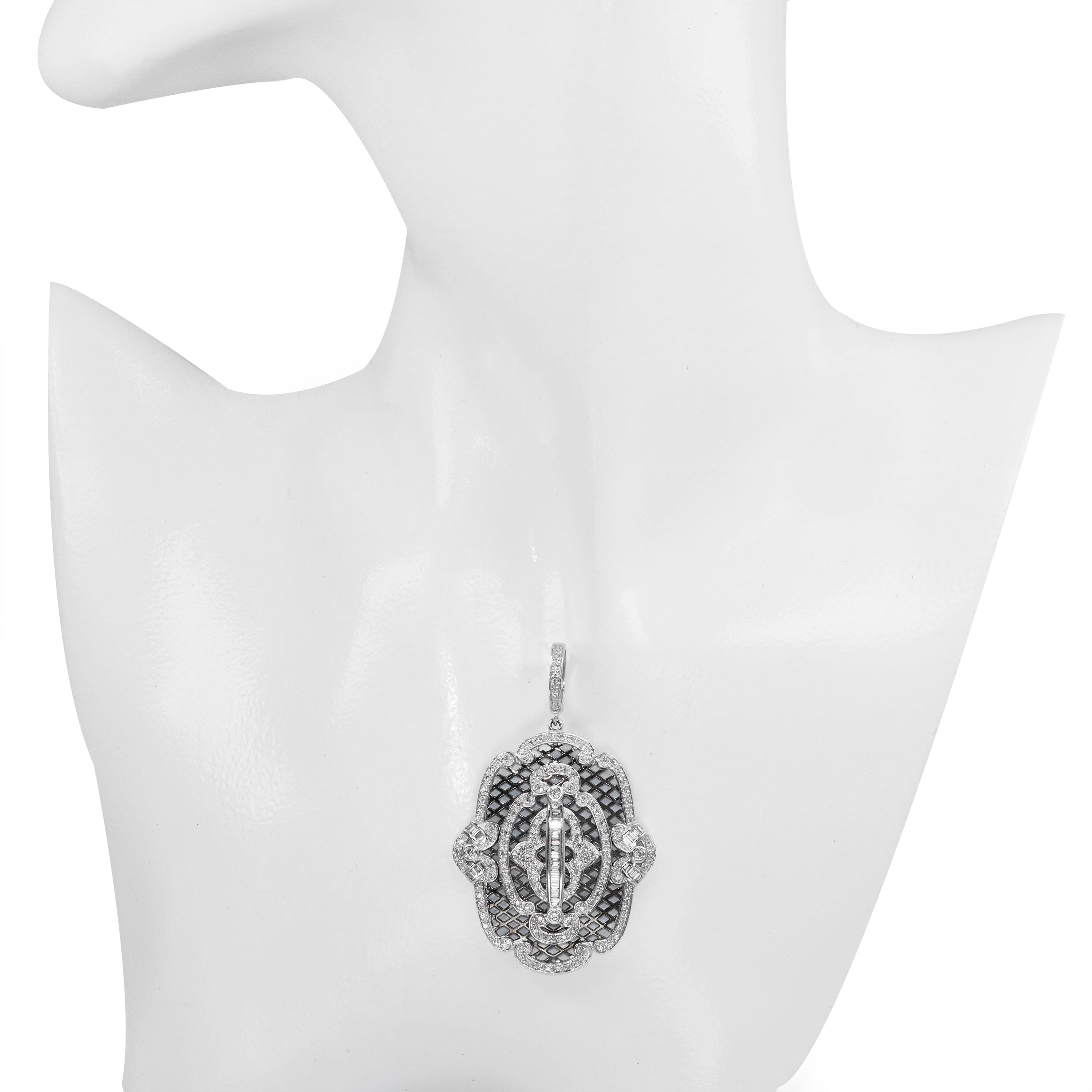 14k White Gold Edwardian Inspired 1.61ctw Diamond Pendant