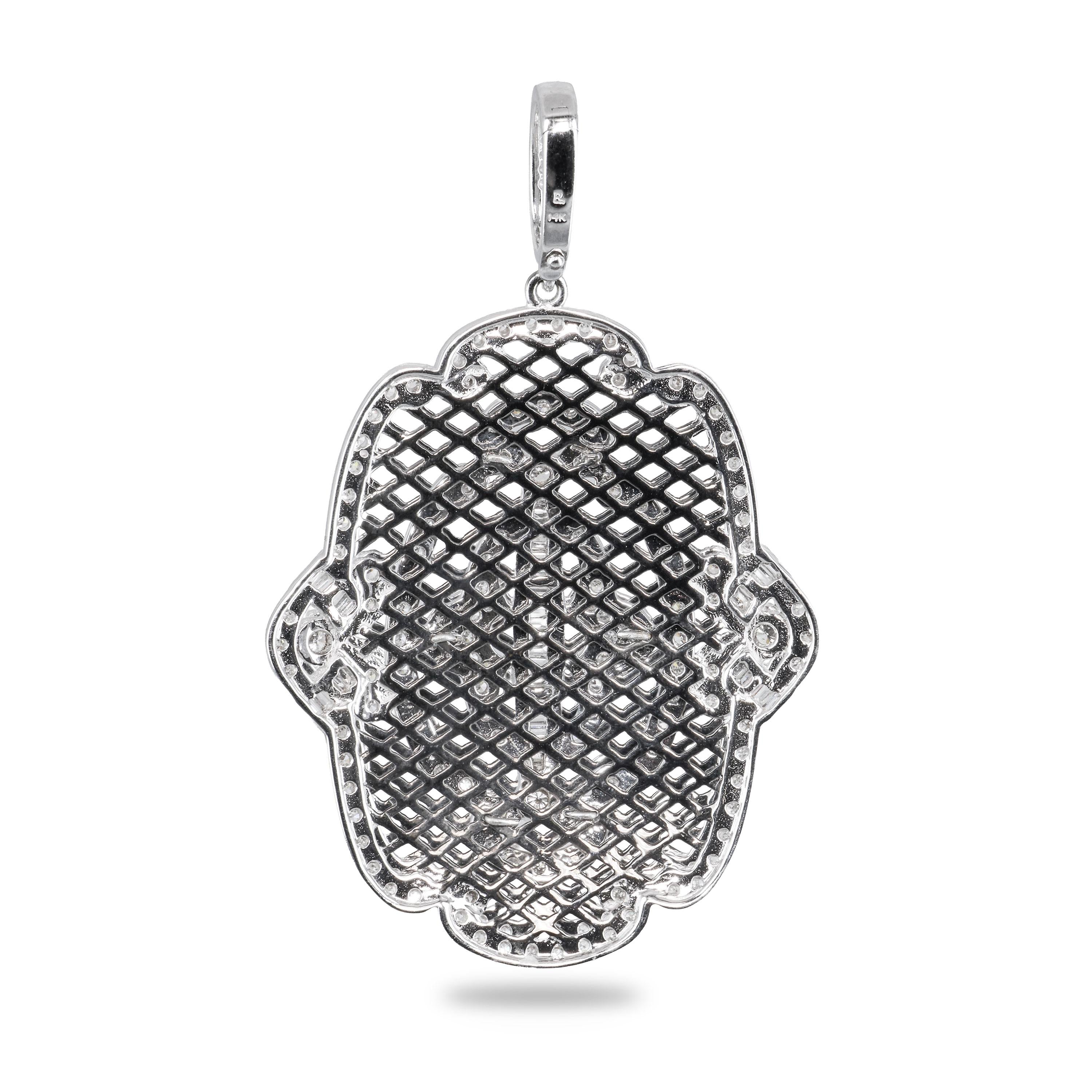 14k White Gold Edwardian Inspired 1.61ctw Diamond Pendant