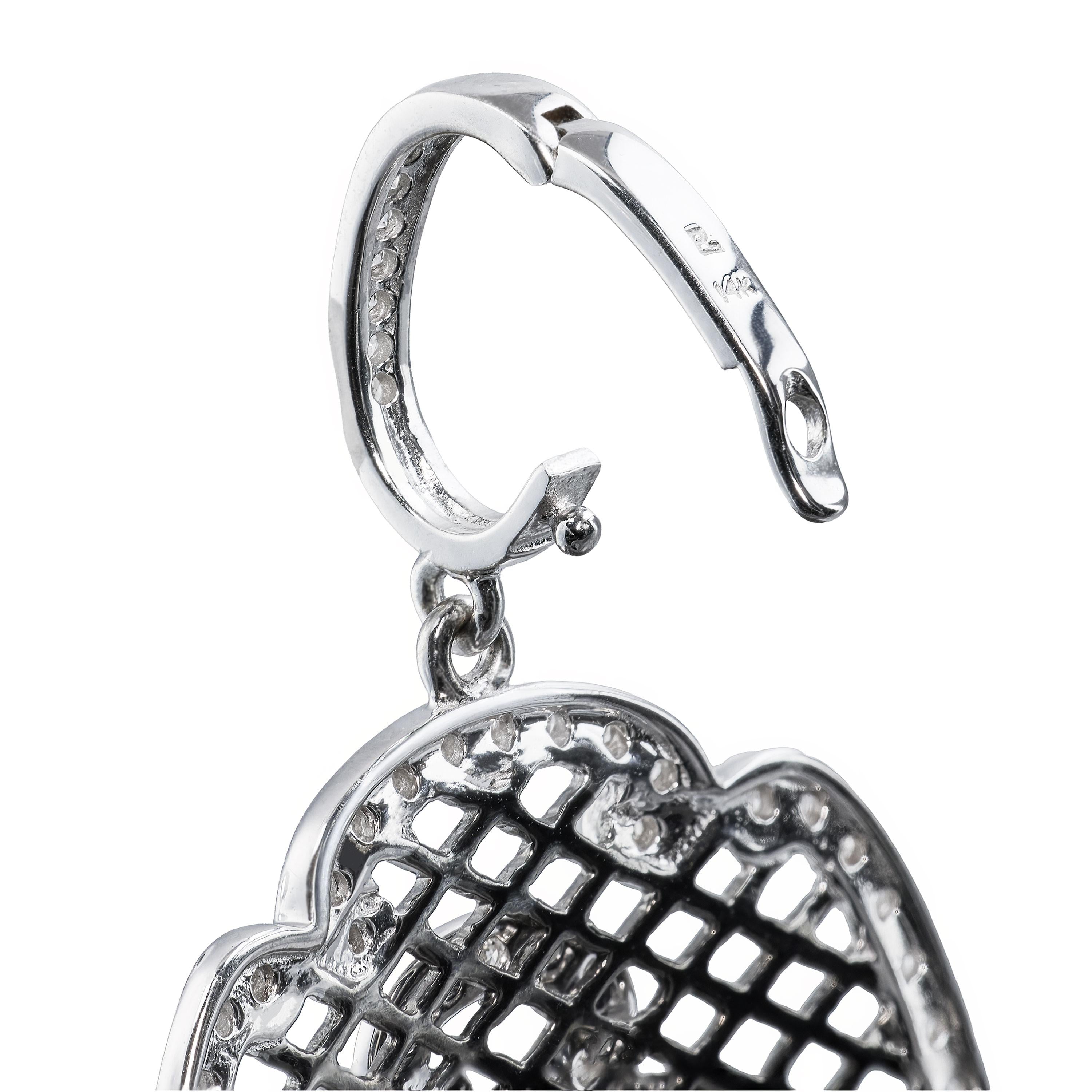 14k White Gold Edwardian Inspired 1.61ctw Diamond Pendant