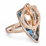 Bellarri 14k Rose Gold Blue Topaz and Diamond Fidget Ring