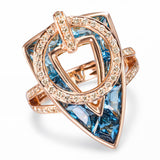 Bellarri 14k Rose Gold Blue Topaz and Diamond Fidget Ring