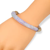 Vintage 14k Yellow Gold Carved GIA Type A Lavender Jadeite Jade Hinged Bangle