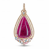 14k Rose Gold 21.21tcw Rubellite Tourmaline and Diamond Drop Pendant