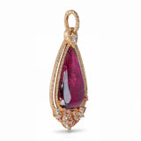 14k Rose Gold 21.21tcw Rubellite Tourmaline and Diamond Drop Pendant