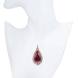 14k Rose Gold 21.21tcw Rubellite Tourmaline and Diamond Drop Pendant