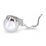Vintage 18k White Gold 15mm South Sea Pearl and Diamond Pendant