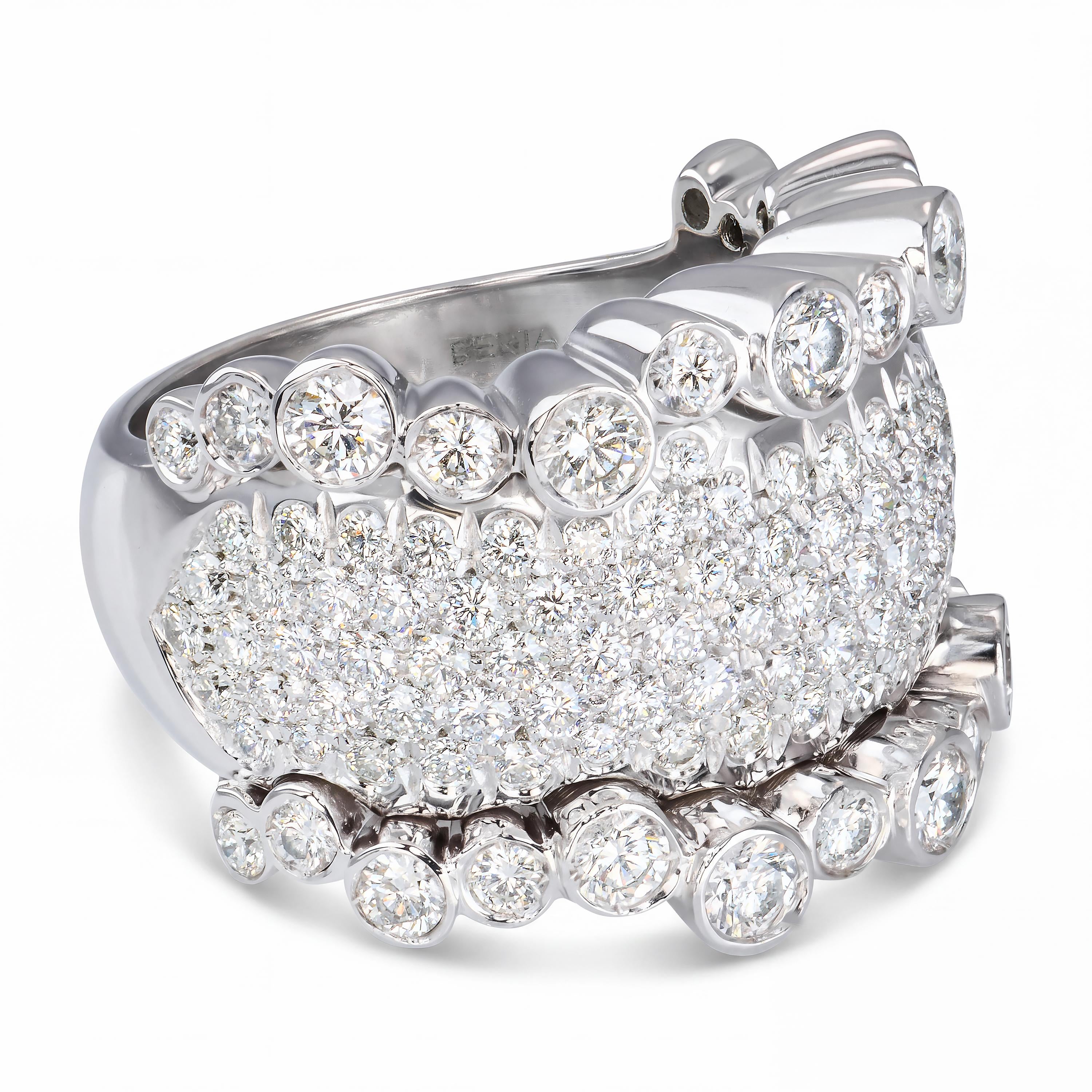 18k White Gold Bertani & Co. 2.82tcw Diamond Pave Ring