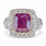 Oscar Friedman 18k White Gold 4.67ct Kashmir Sapphire and Diamond Ring