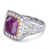 Oscar Friedman 18k White Gold 4.67ct Kashmir Sapphire and Diamond Ring