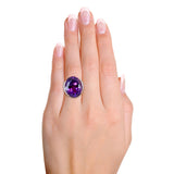 Vintage 18k Yellow Gold 31.25ct Amethyst & Diamond Cocktail Ring