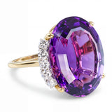 Vintage 18k Yellow Gold 31.25ct Amethyst & Diamond Cocktail Ring