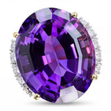 Vintage 18k Yellow Gold 31.25ct Amethyst & Diamond Cocktail Ring