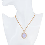 18k Rose Gold Lavender Jade Cabochon Diamond Halo Multi Strand Necklace