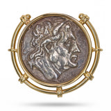 Vintage 14k Yellow Gold Ancient Alexander the Great Greek Coin Slider Pendant