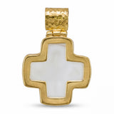 22k Yellow Gold Carved Quartz and Ruby Cross