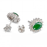 Vintage 18k White Gold Green Jadeite and Diamond Earrings