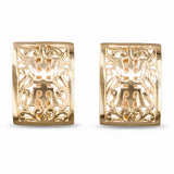 Vintage Ming's 14k Yellow Gold Chinese Motif Earrings