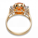 Vintage 14k Yellow Gold Golden Brown Jadeite Jade and Diamond Ring