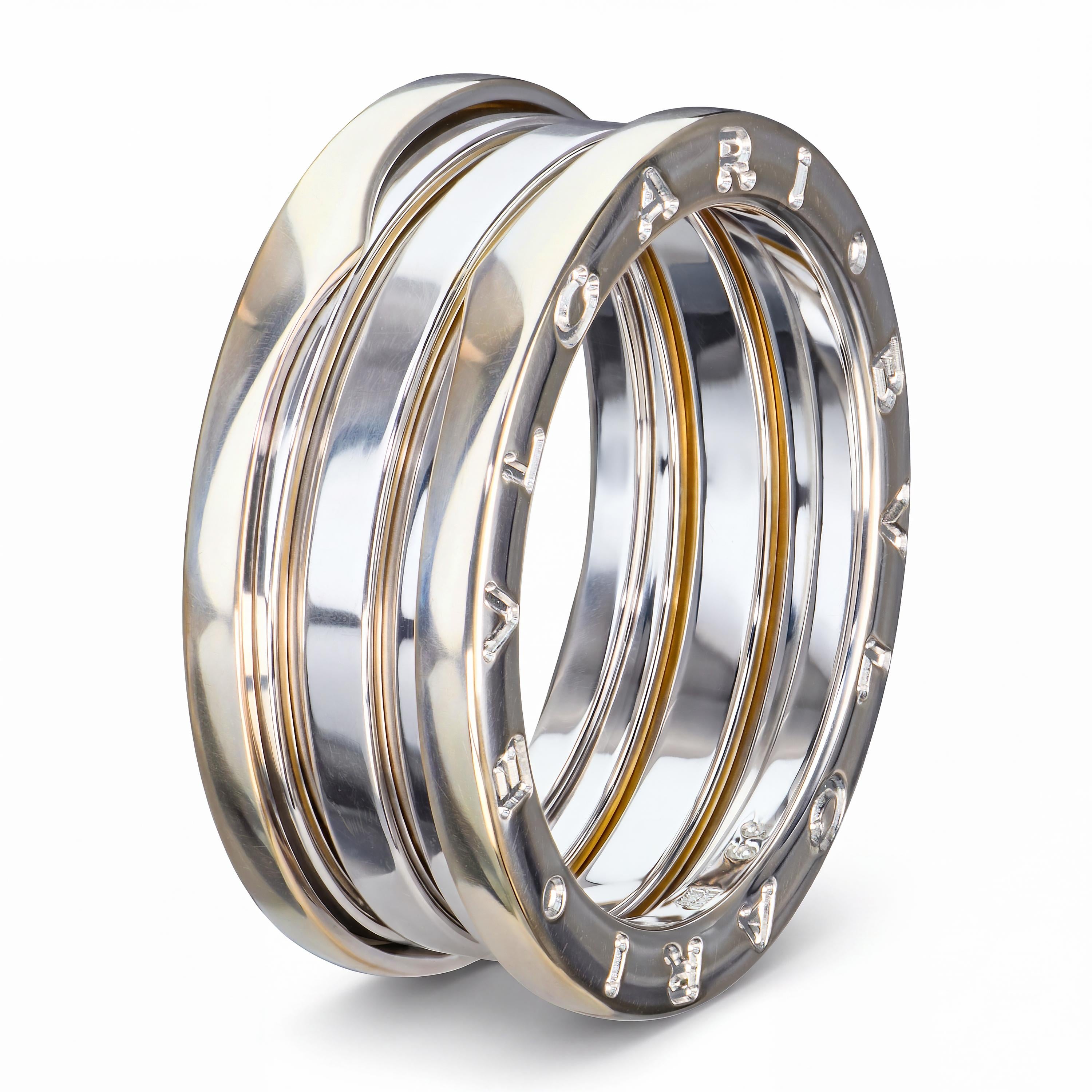 BVLGARI B.Zero1 18K White Gold 3-Band Ring