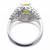 Vintage White Gold Neon Chartreuse Chrysoberyl & Diamond Openwork Ring