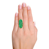 Vintage 10k Yellow Gold Carved Bird Jadeite Jade Ring