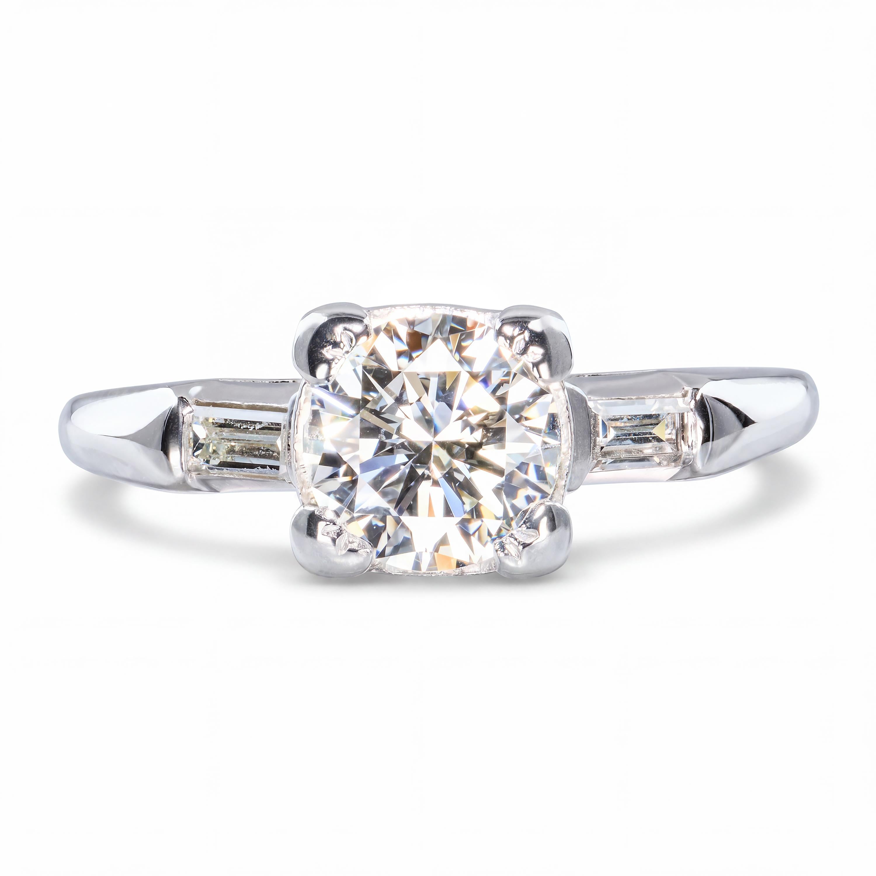 Vintage Platinum 0.87ct I VS Old Euro Cut Diamond Engagement Ring