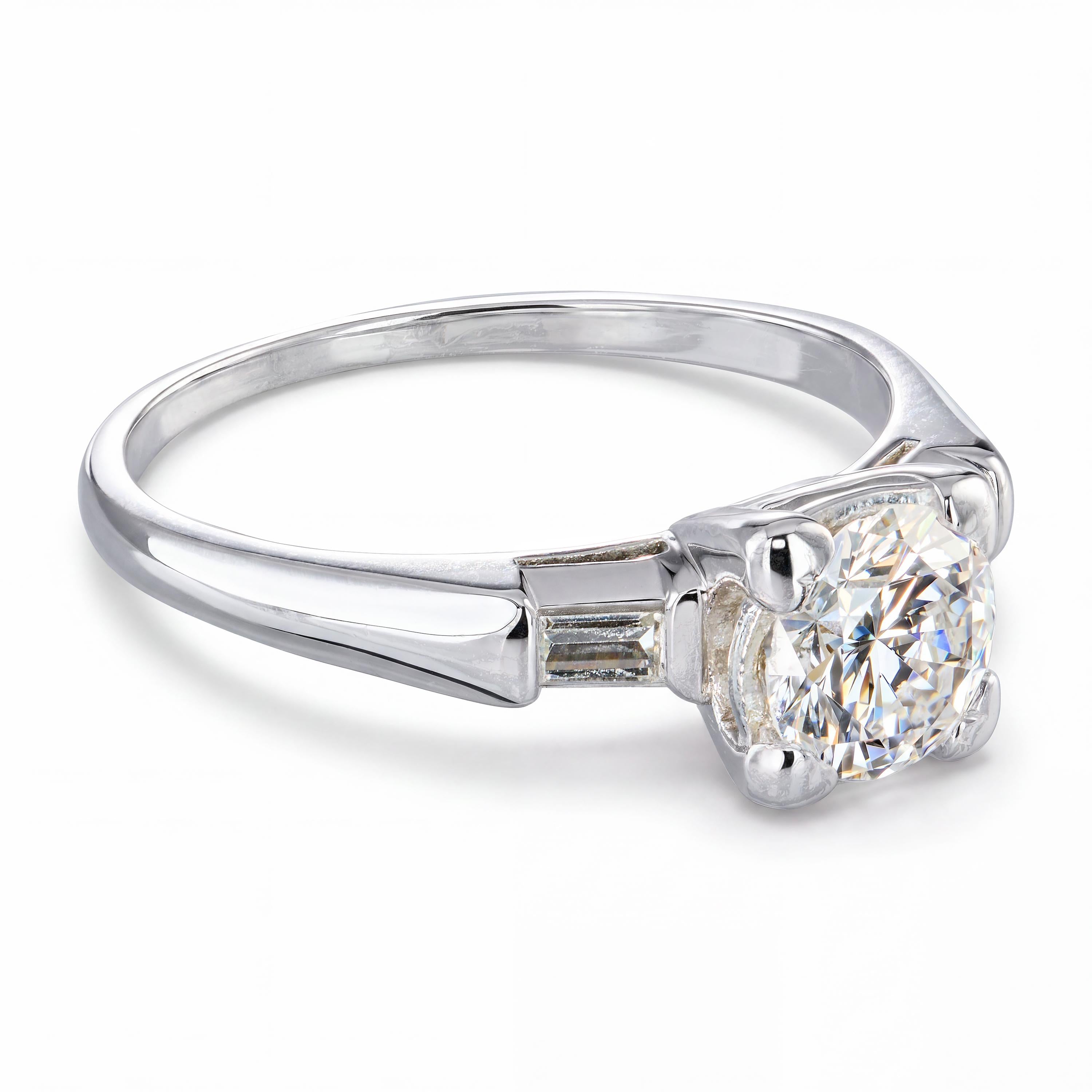 Vintage Platinum 0.87ct I VS Old Euro Cut Diamond Engagement Ring