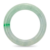 GIA Type B Jadeite Jade Variegated Green and Grey Bangle Bracelet