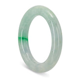 GIA Type B Jadeite Jade Variegated Green and Grey Bangle Bracelet