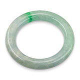 GIA Type B Jadeite Jade Variegated Green and Grey Bangle Bracelet