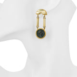 18k Yellow Gold Le Gi Designer Coin Earrings