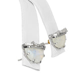 18k White Gold Rainbow Moonstone and Diamond Earrings