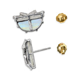 18k White Gold Rainbow Moonstone and Diamond Earrings
